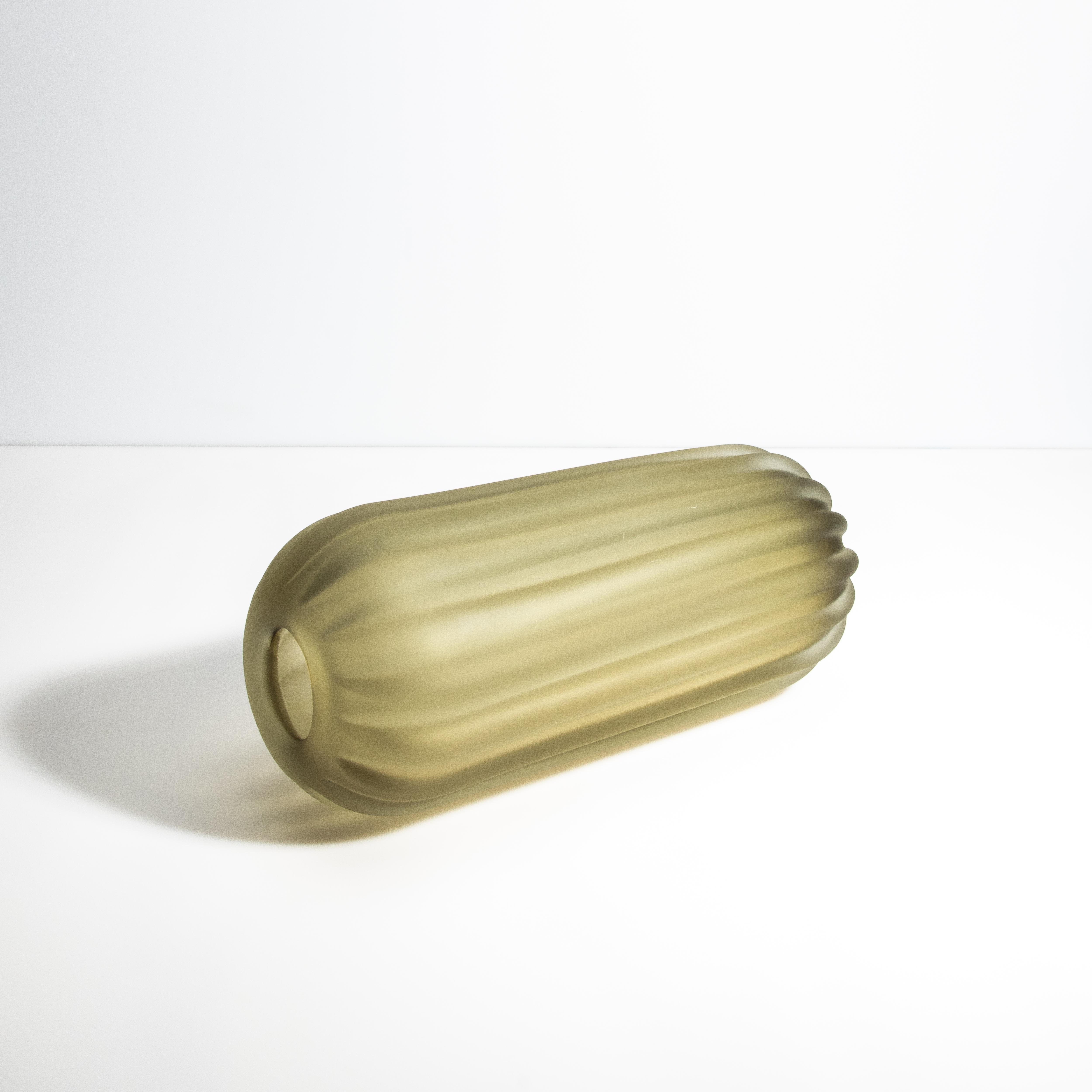 Hand Blown Murano Vase Cactus in Olive Large For Sale 1