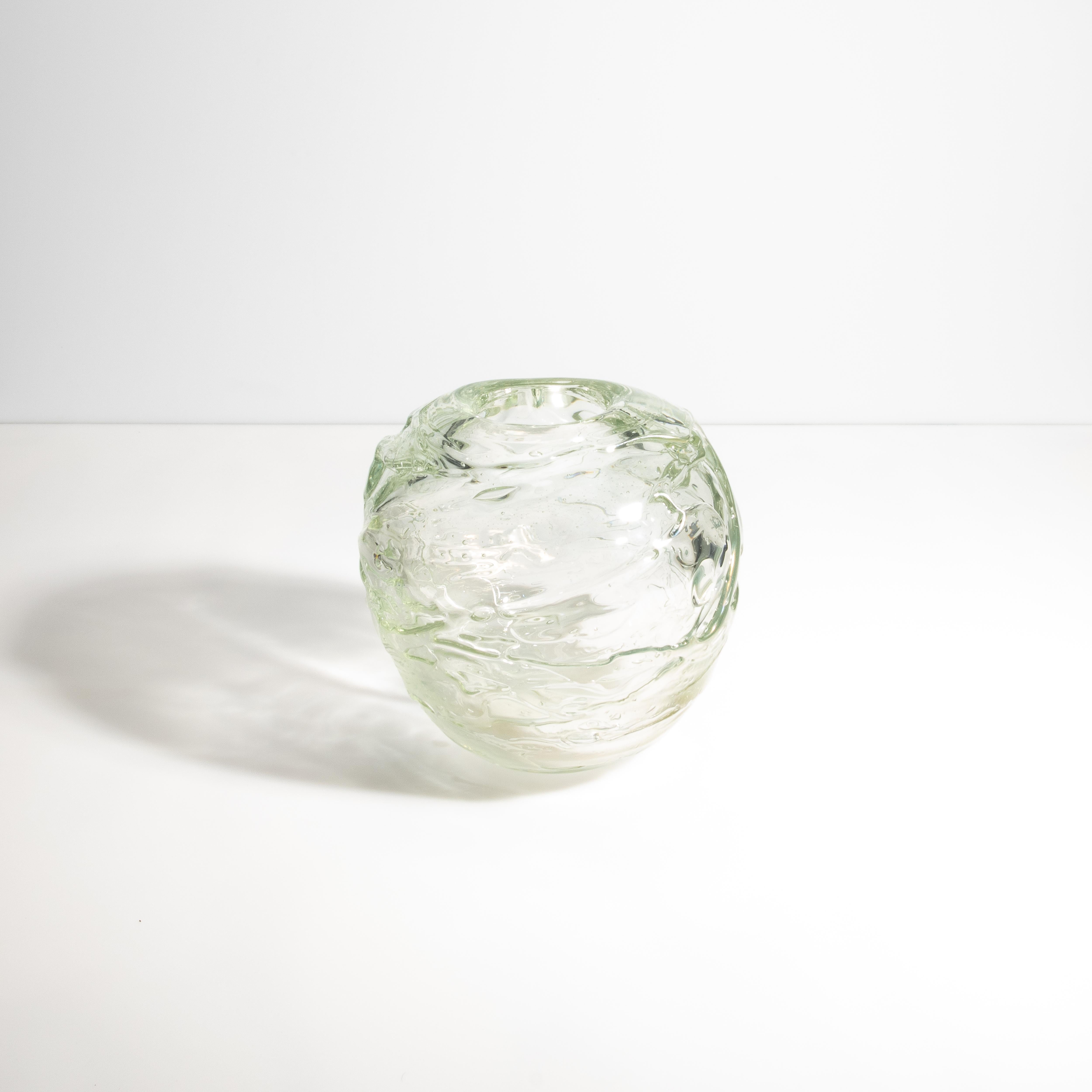 Moderno Vaso di Murano soffiato a mano Sbruffi Esterni in Trasparente in vendita
