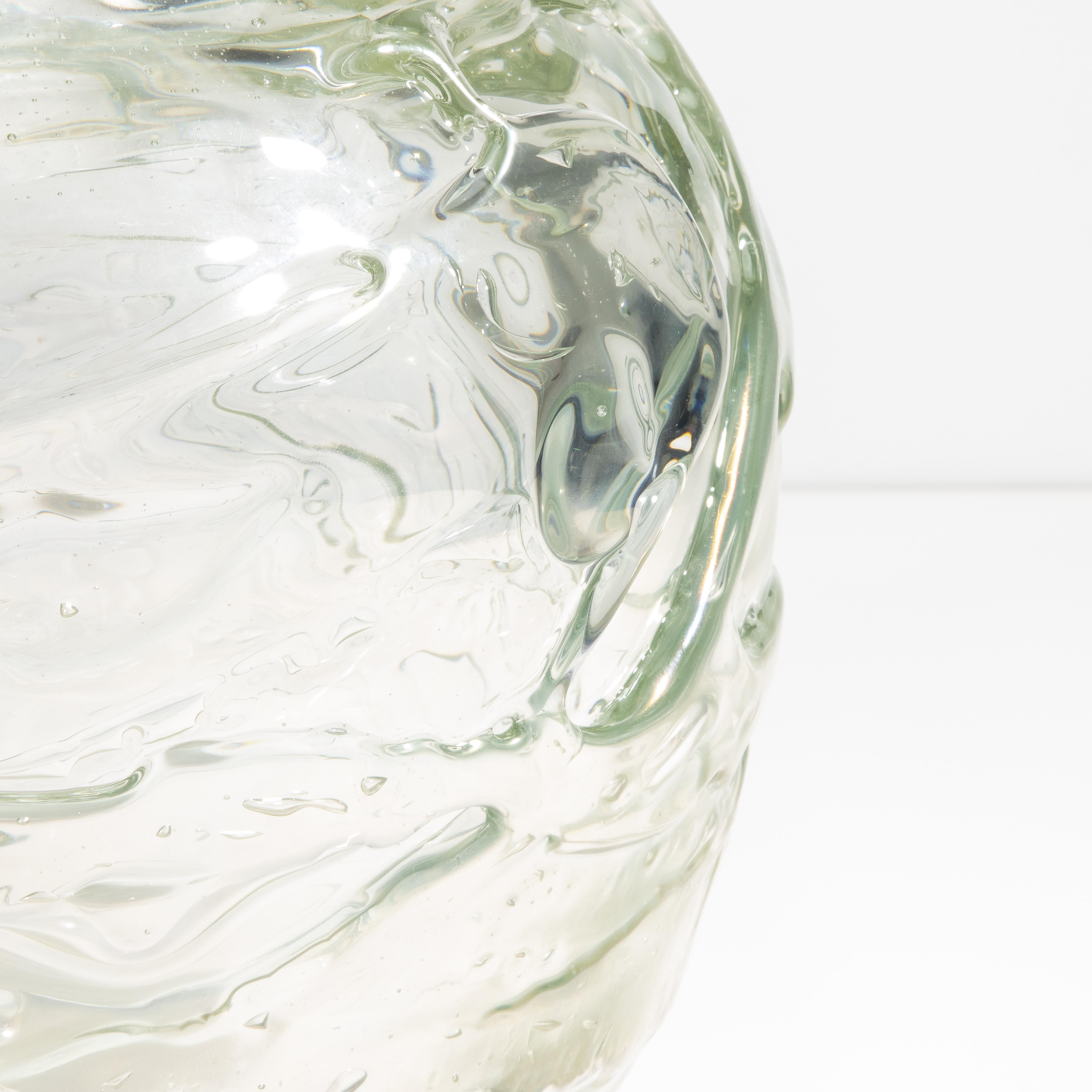 Vetro di Murano Vaso di Murano soffiato a mano Sbruffi Esterni in Trasparente in vendita