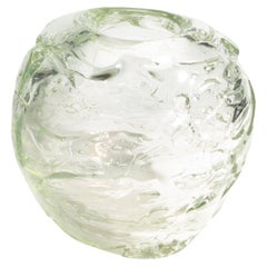 Hand Blown Murano Vase External Sbruffi in Clear