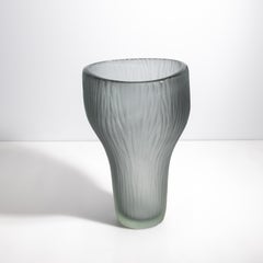 Hand Blown Murano Vase Ghost in Grey Medium