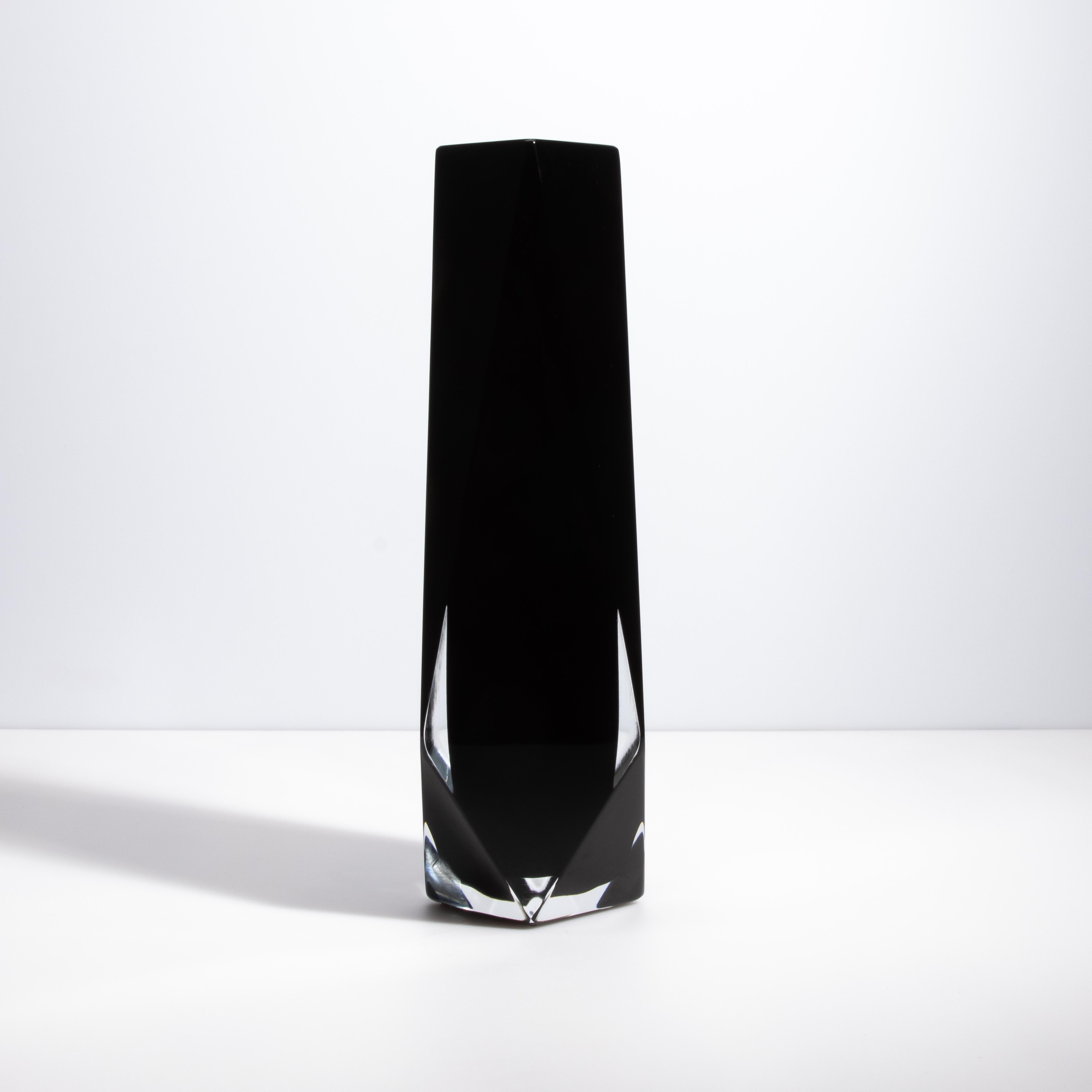 XXI secolo e contemporaneo Vaso di Murano soffiato a mano Goccia in Onice Nera Grande in vendita