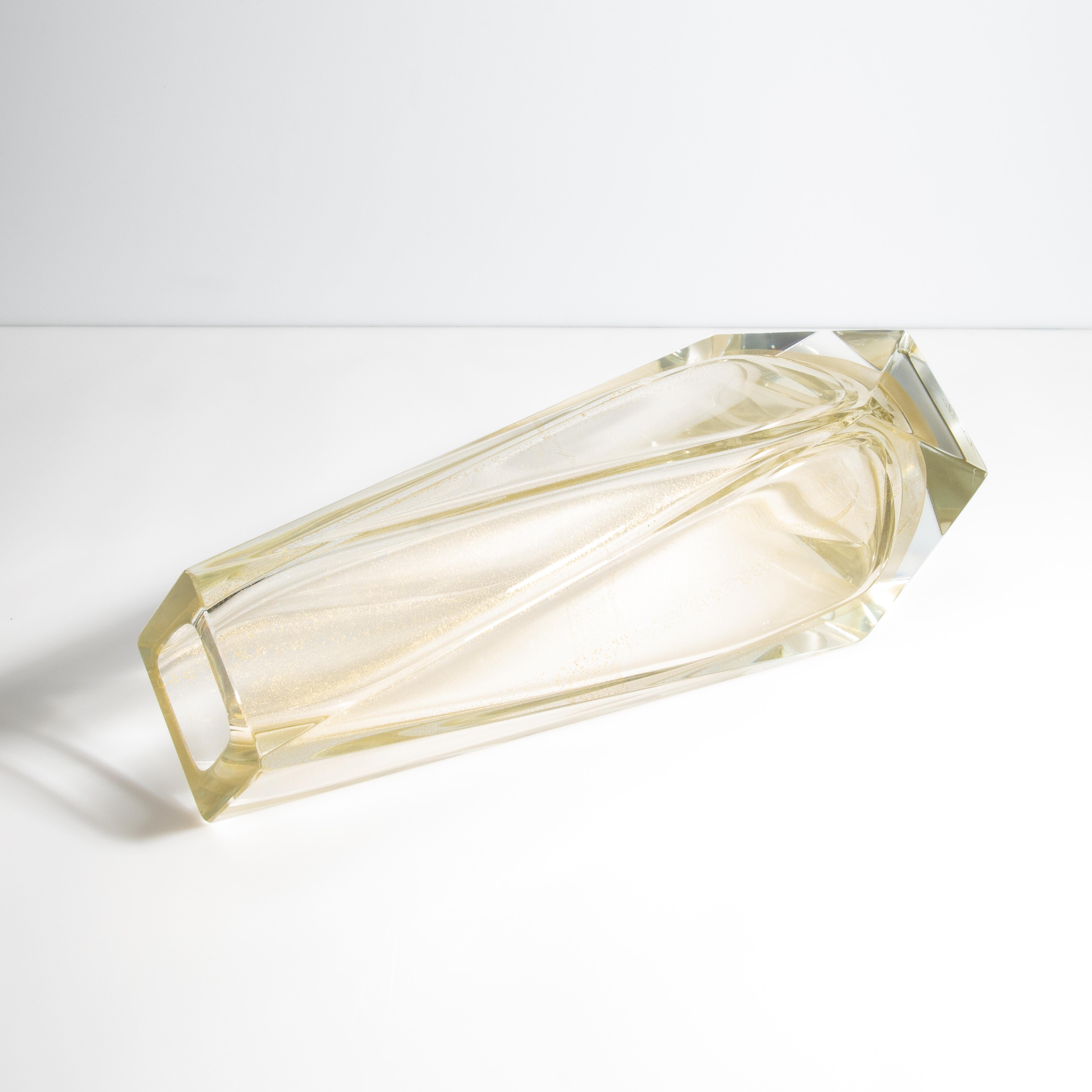 Hand Blown Murano Vase Goccia in Clear with 24-Karat Gold Flecks Large For Sale 5