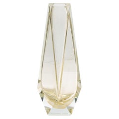 Hand Blown Murano Vase Goccia in Clear with 24-Karat Gold Flecks Large