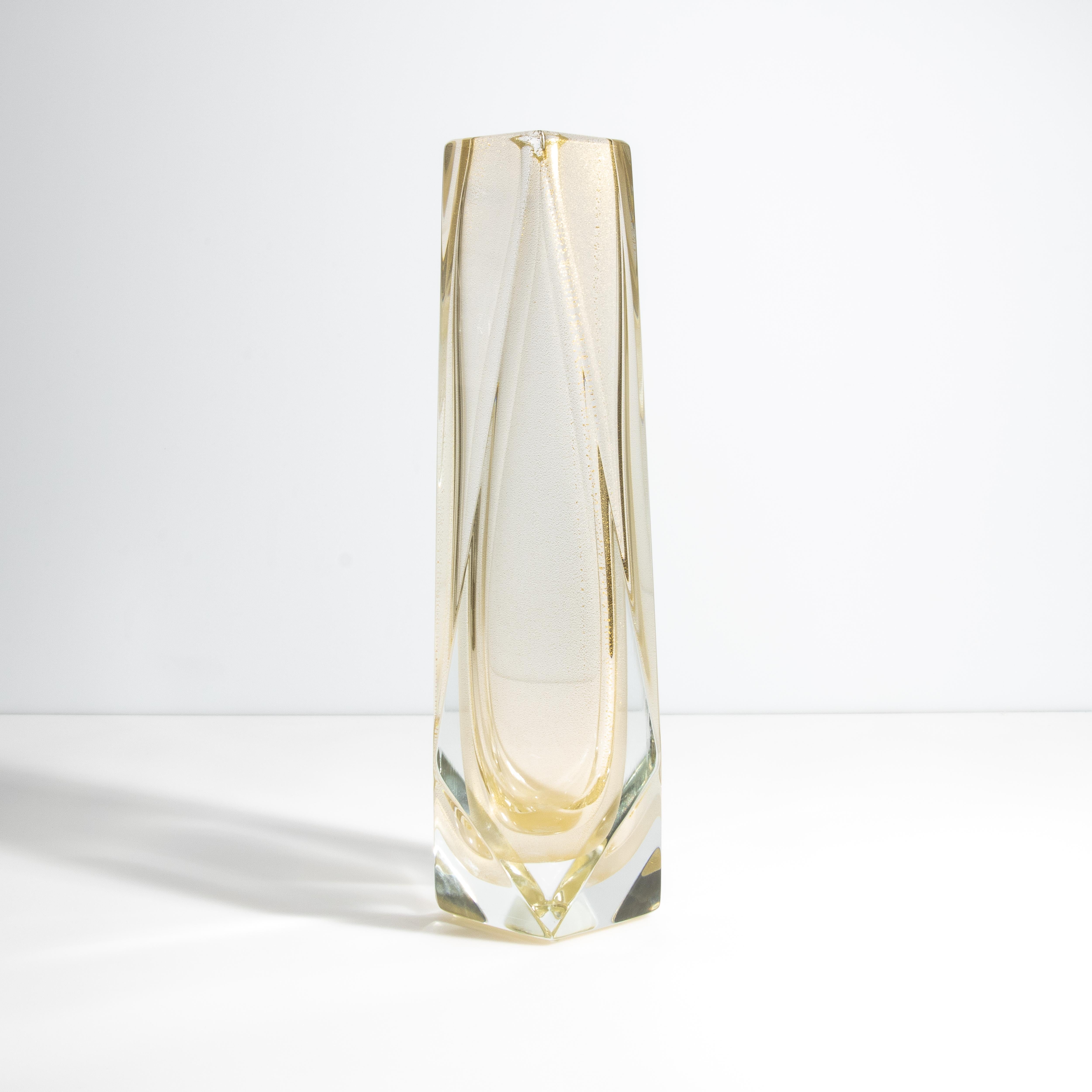 Vetro di Murano Vaso Goccia di Murano soffiato a mano, trasparente e con riflessi d'oro a 24 carati Medio in vendita