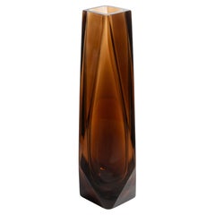 Hand Blown Murano Vase Goccia in Dark Brown