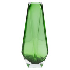 Hand Blown Murano Vase Goccia in Green Tall