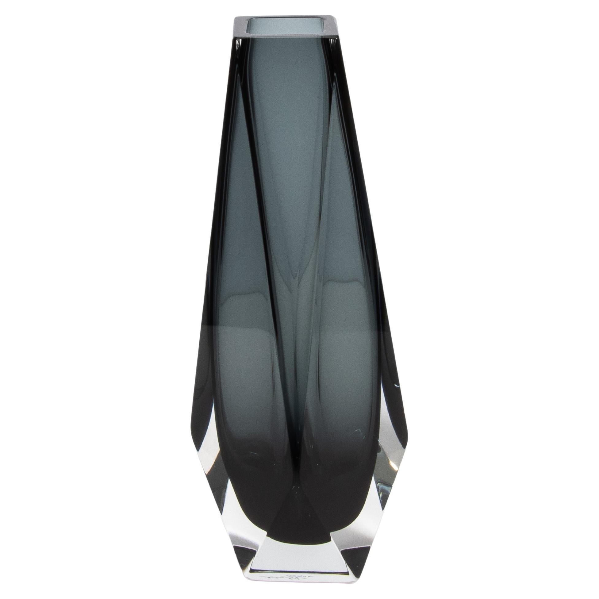 Vase de Murano soufflé à la main Goccia en gris moyen