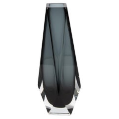 Handgeblasene Murano-Vase Goccia in Grau Medium