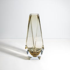 Handgeblasene Murano-Vase Goccia in Olivfarben, groß