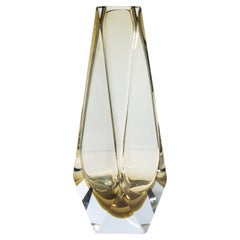 Hand Blown Murano Vase Goccia in Olive Tall