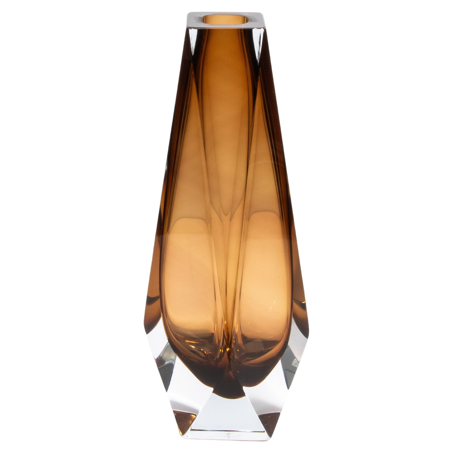 Vase de Murano soufflé à la main Goccia en tabac