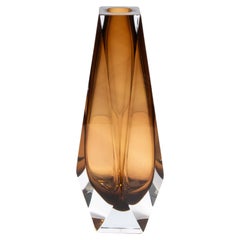 Vase de Murano soufflé à la main Goccia en tabac