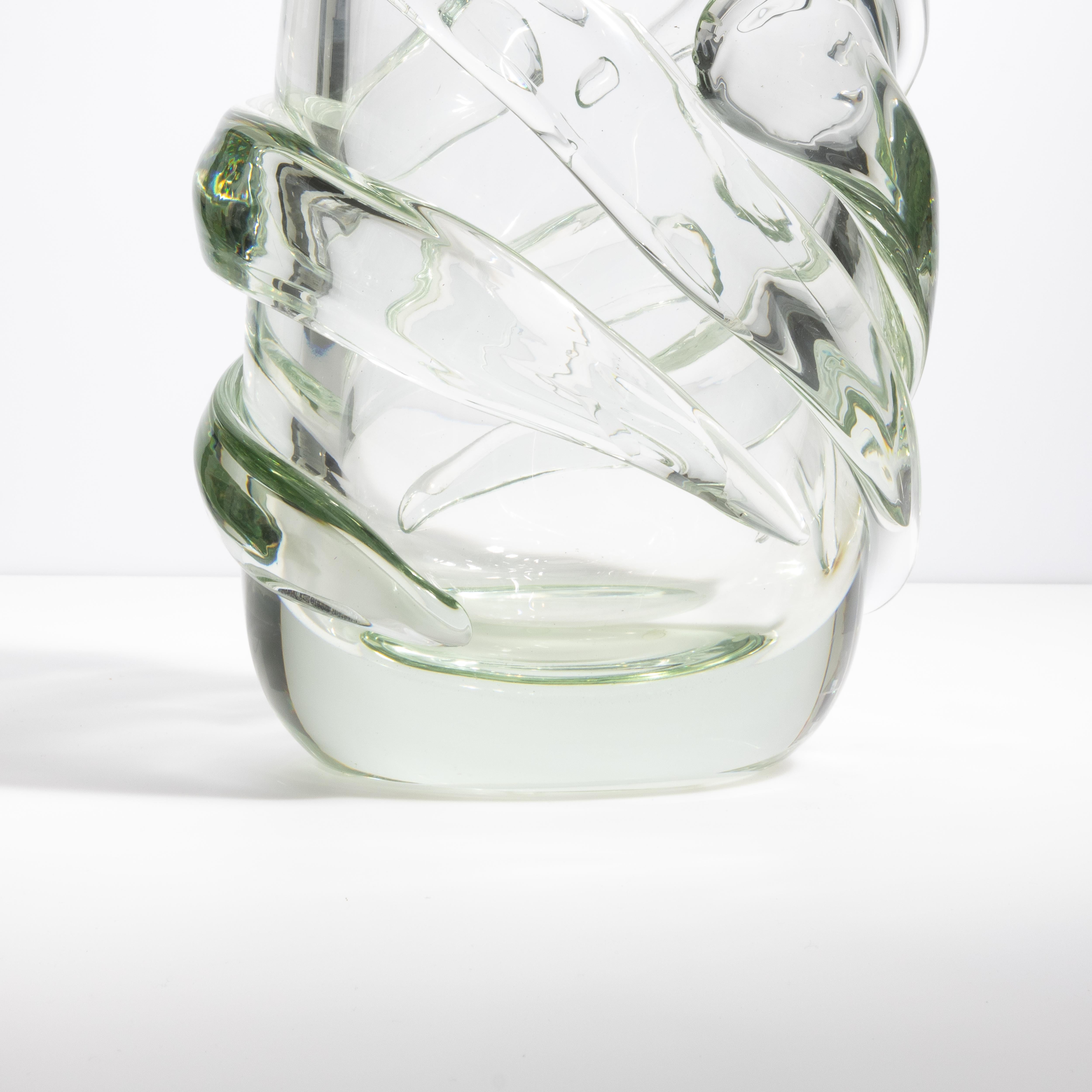 Vaso Gomitolo di Murano soffiato a mano, trasparente con un accenno di verde, extra alto In condizioni Nuovo in vendita a West Hollywood, CA