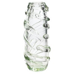 Handgeblasene Murano Vase Gomitolo in Klar mit einem Hauch von Grün Extra Groß