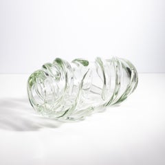 Handgeblasene Murano Vase Gomitolo in Klar mit einem Hauch von Grün