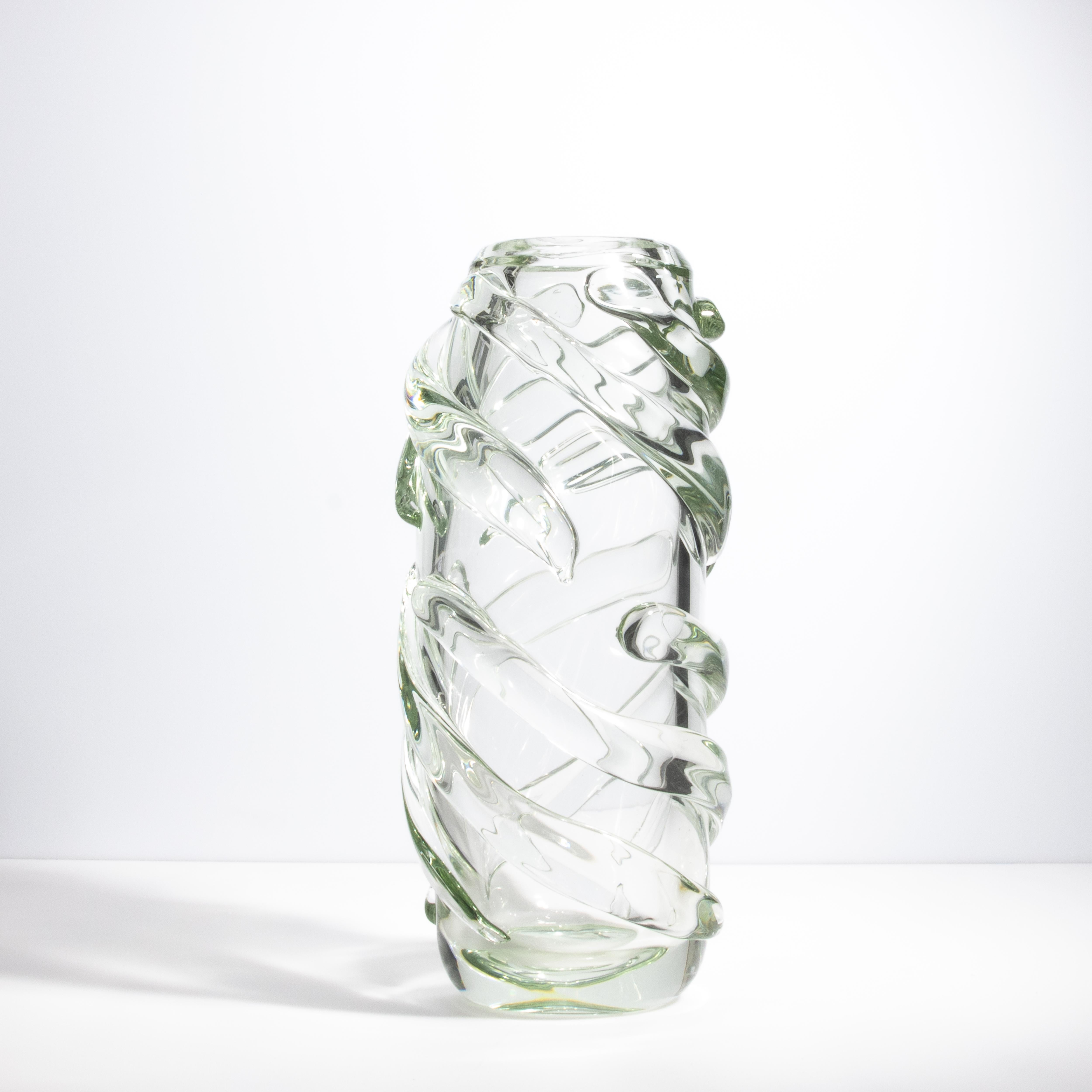 Vaso Gomitolo di Murano soffiato a mano, trasparente con un tocco di verde In condizioni Nuovo in vendita a West Hollywood, CA