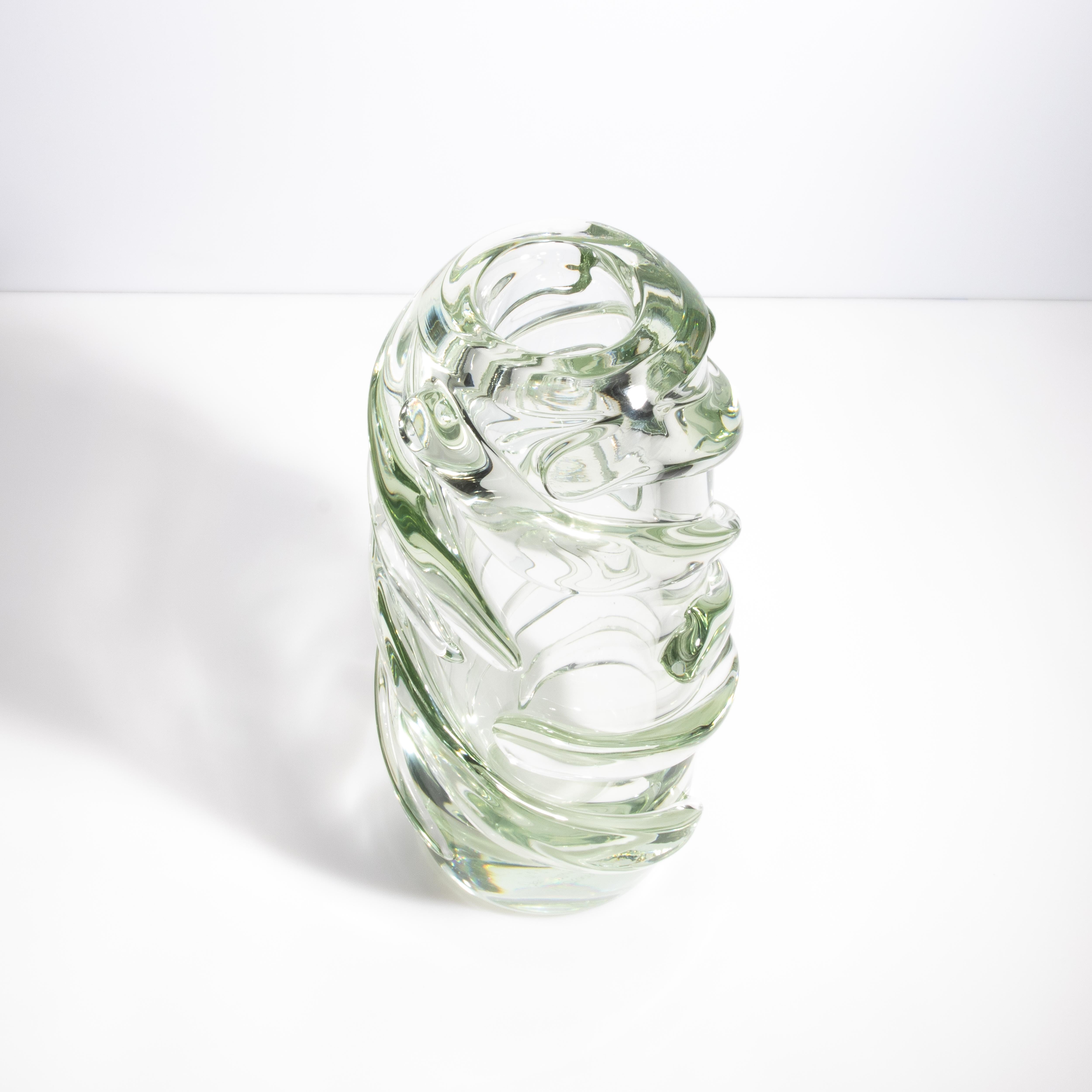 Vaso Gomitolo di Murano soffiato a mano, trasparente con un tocco di verde In condizioni Nuovo in vendita a West Hollywood, CA