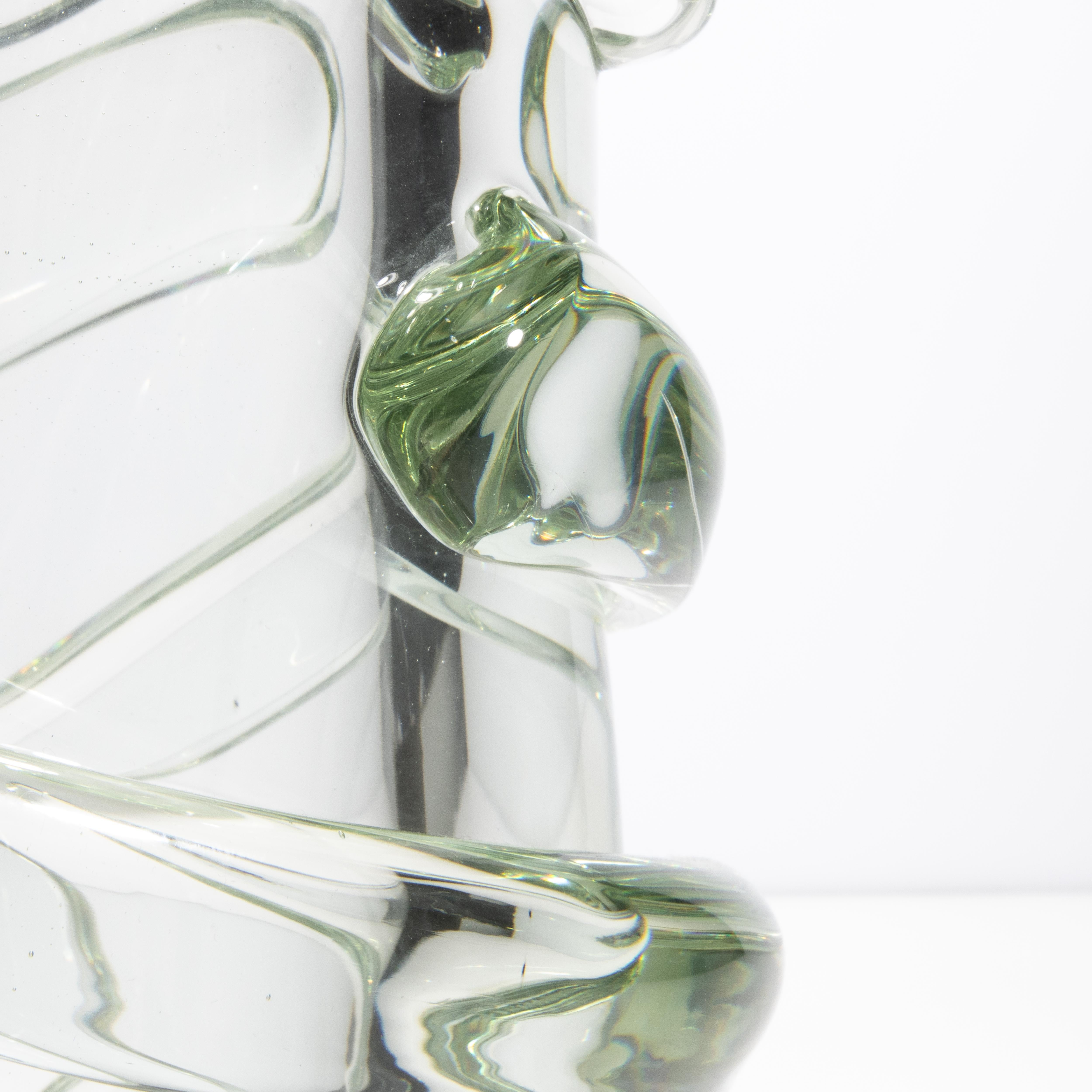 Vaso Gomitolo di Murano soffiato a mano, trasparente con un tocco di verde in vendita 1