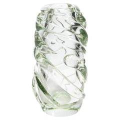 Hand Blown Murano Vase Gomitolo in Clear with a Hint of Green