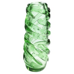 Hand Blown Murano Vase Gomitolo in Tourmaline Green Extra Tall