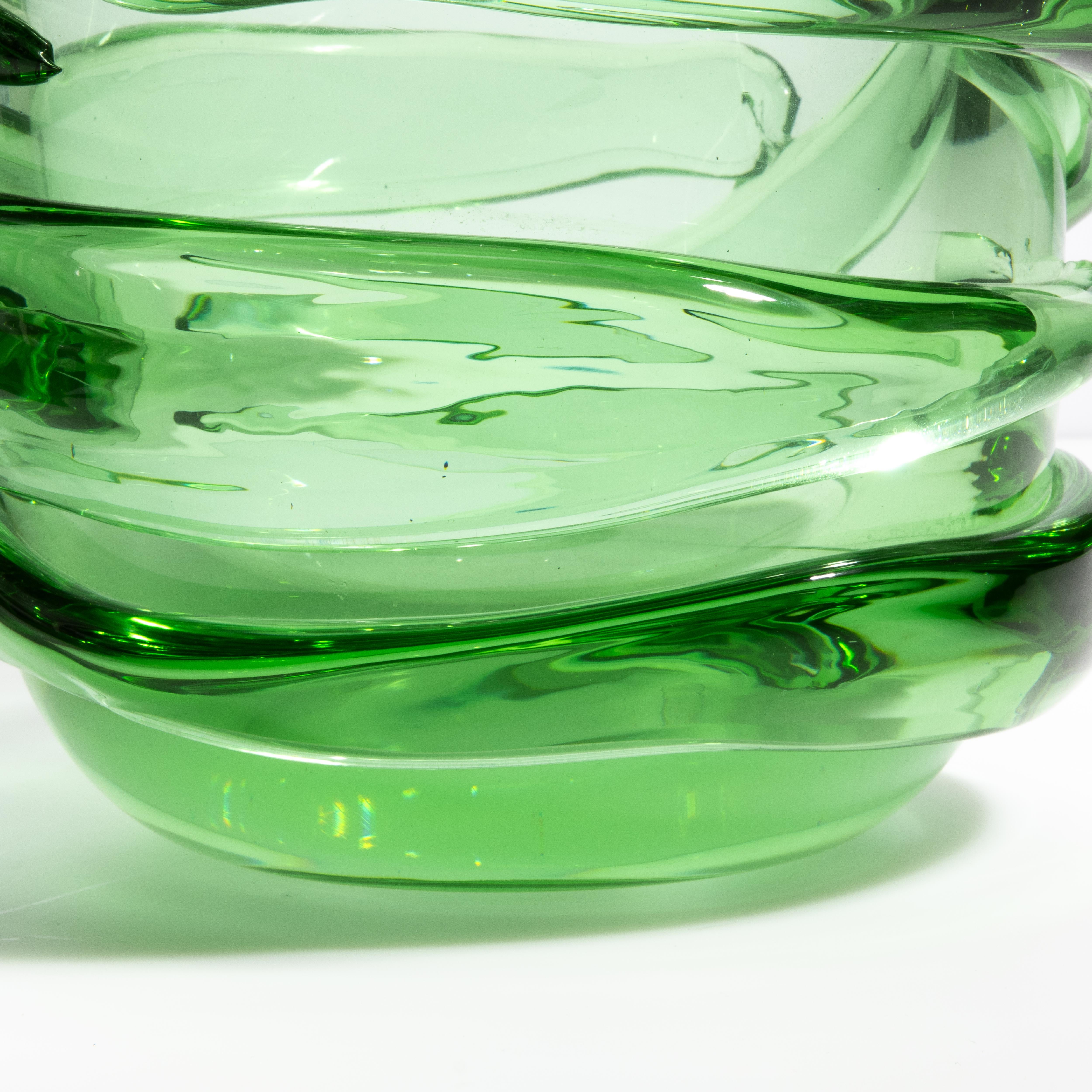 Grand vase Gomitolo de Murano soufflé à la main en vert tourmaline en vente 2