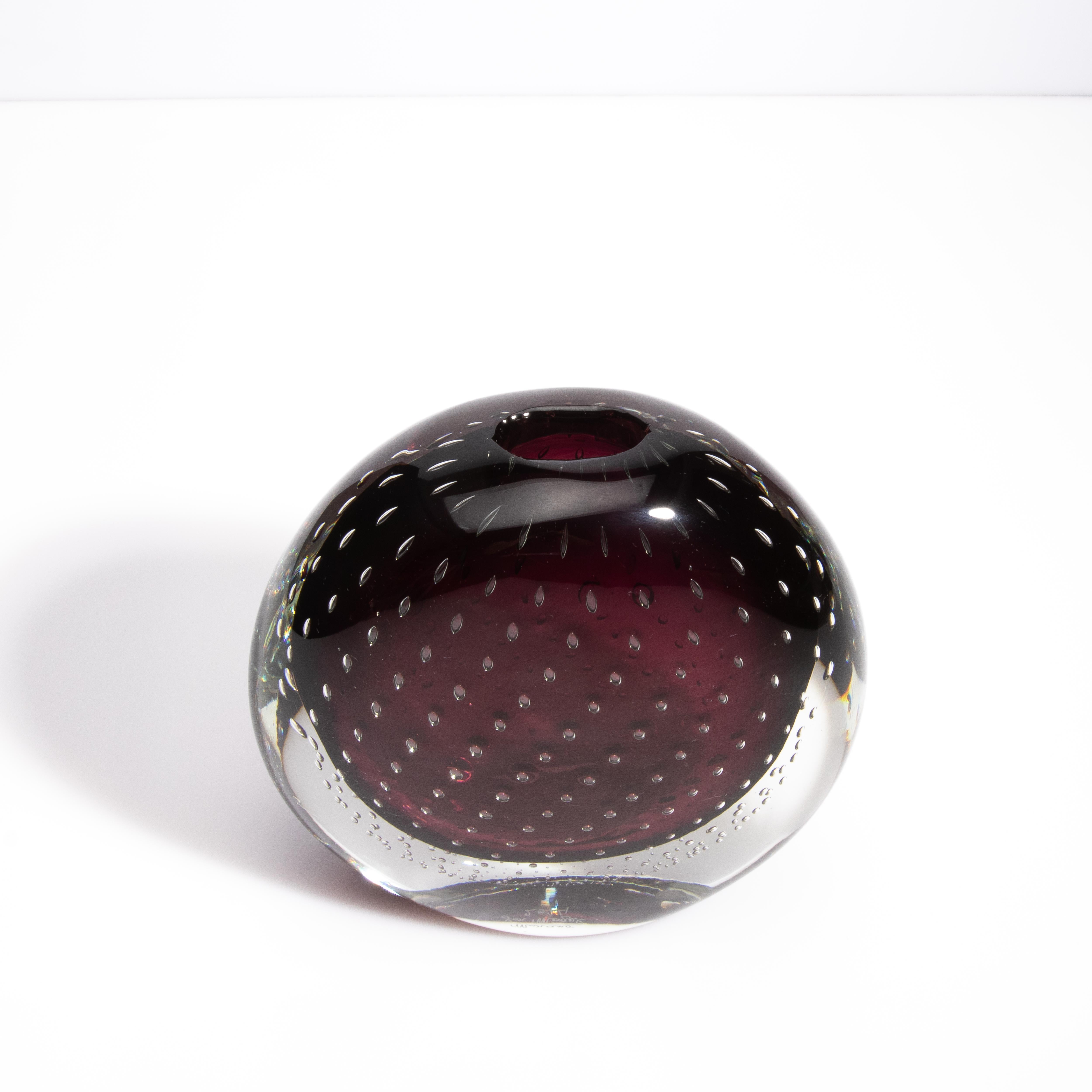 Vaso di Murano soffiato a mano in ametista con bolle d'aria In condizioni Nuovo in vendita a West Hollywood, CA