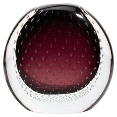 Handgeblasene Murano Vase in Amethyst mit Blasen