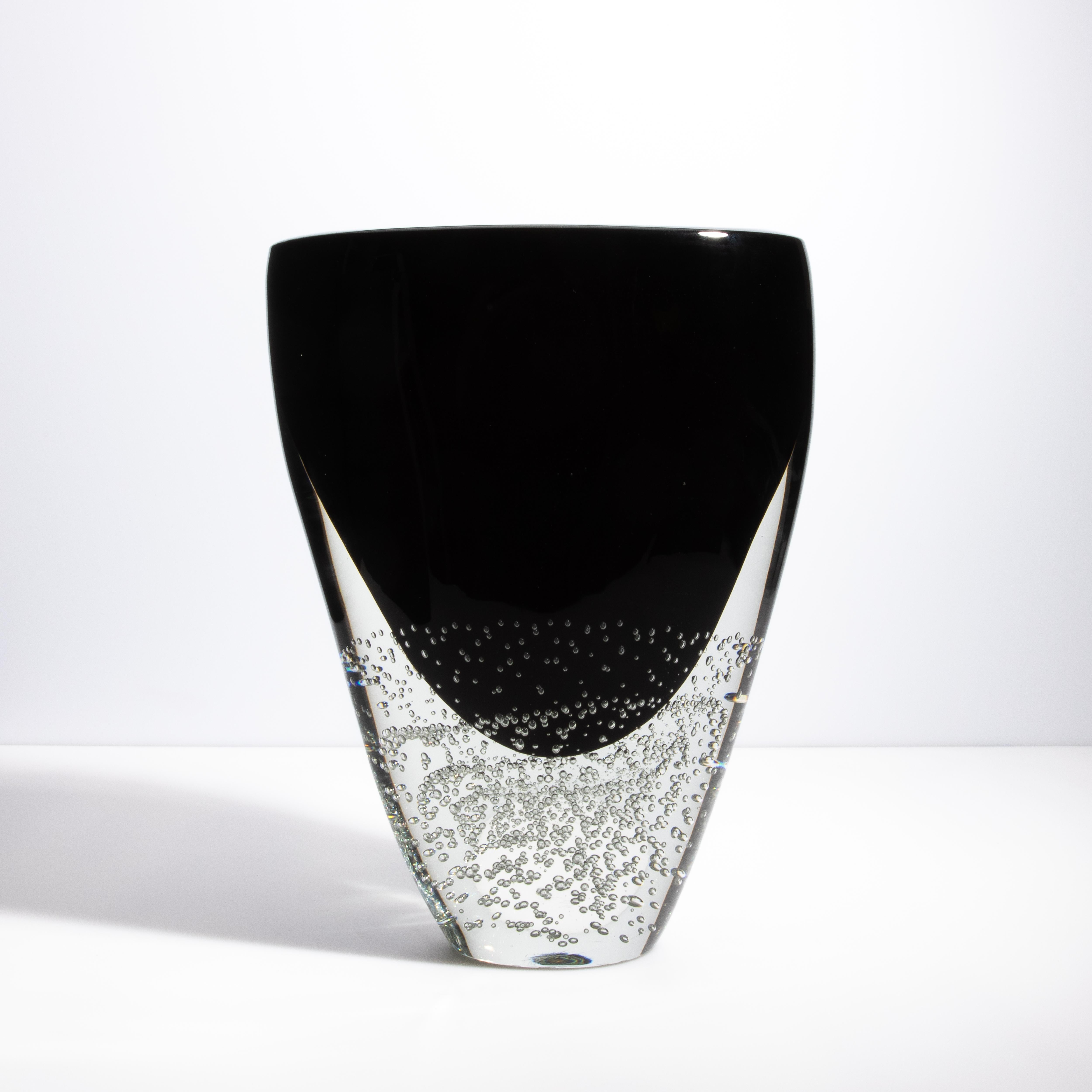 Vaso di Murano soffiato a mano in onice nero e trasparente con bolle d'aria In condizioni Nuovo in vendita a West Hollywood, CA