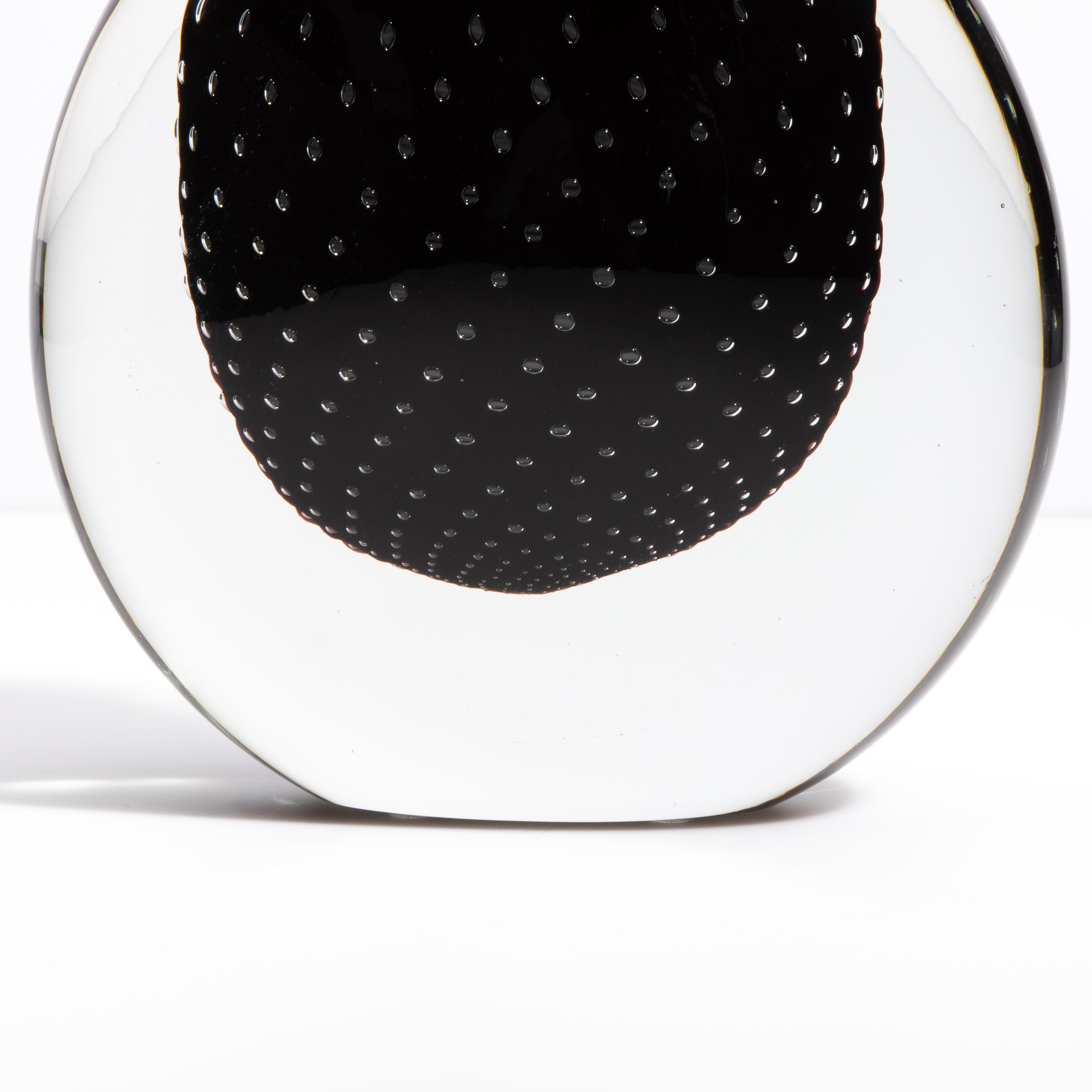 Vase Murano soufflé à la main en Onyx noir avec bulles Neuf - En vente à West Hollywood, CA