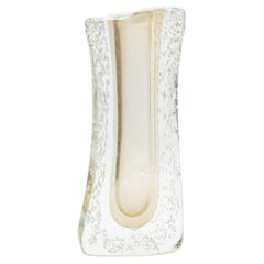 Hand Blown Murano Vase in Clear with 24-Karat Gold Flecks and Bubbles