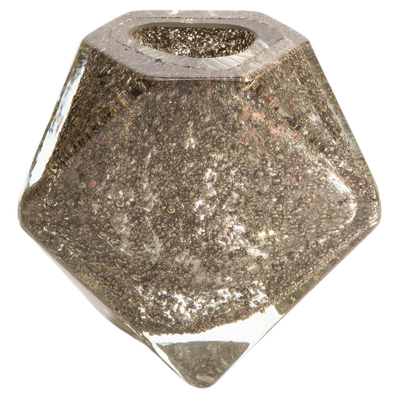 Vaso di Murano soffiato a mano in ottone dorato in vendita
