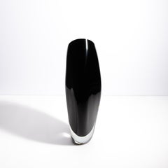 Hand Blown Murano Vase in Onyx Black Large