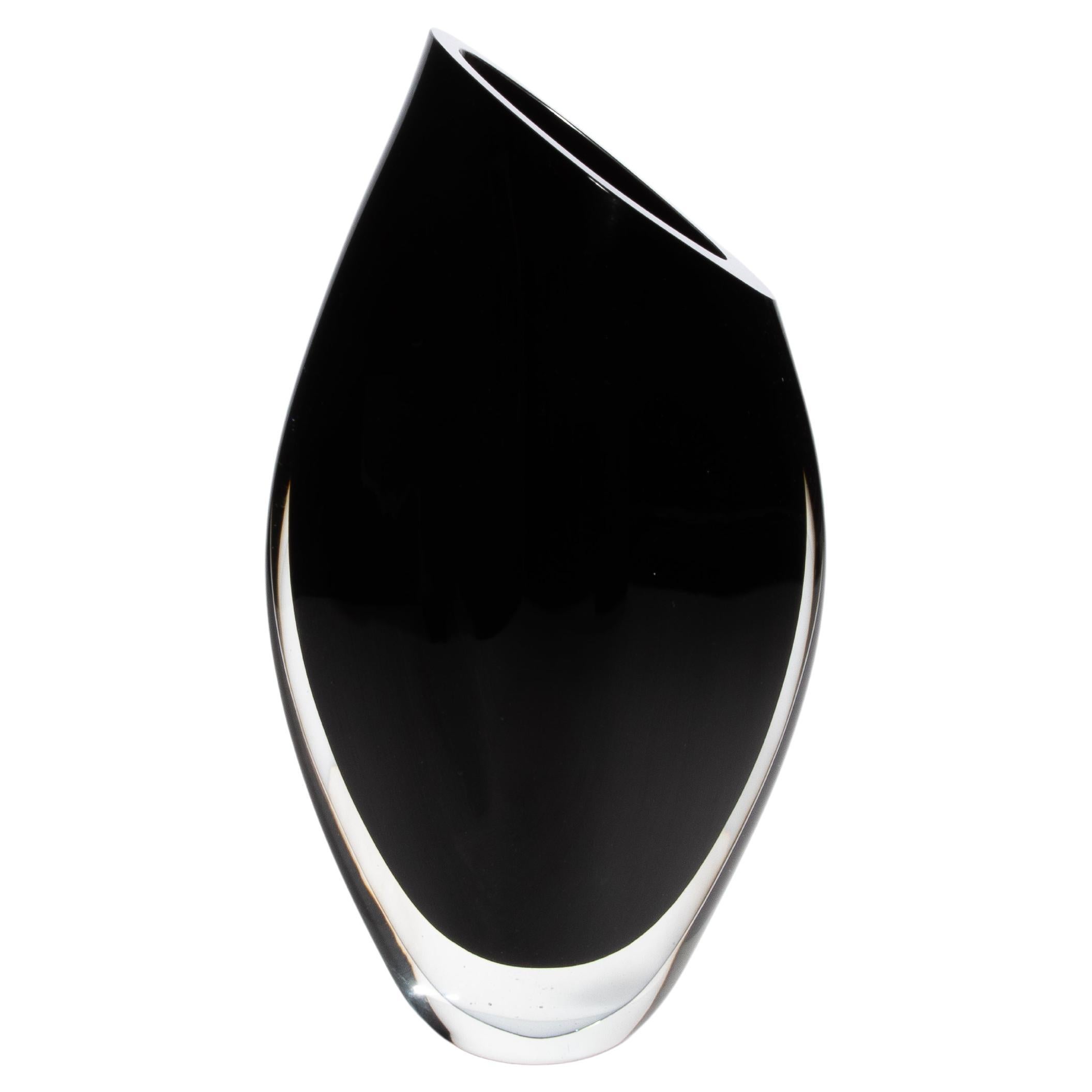 Vaso di Murano soffiato a mano in Onice Nero Grande