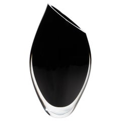Handgeblasene Murano-Vase aus Onyx in Schwarz groß