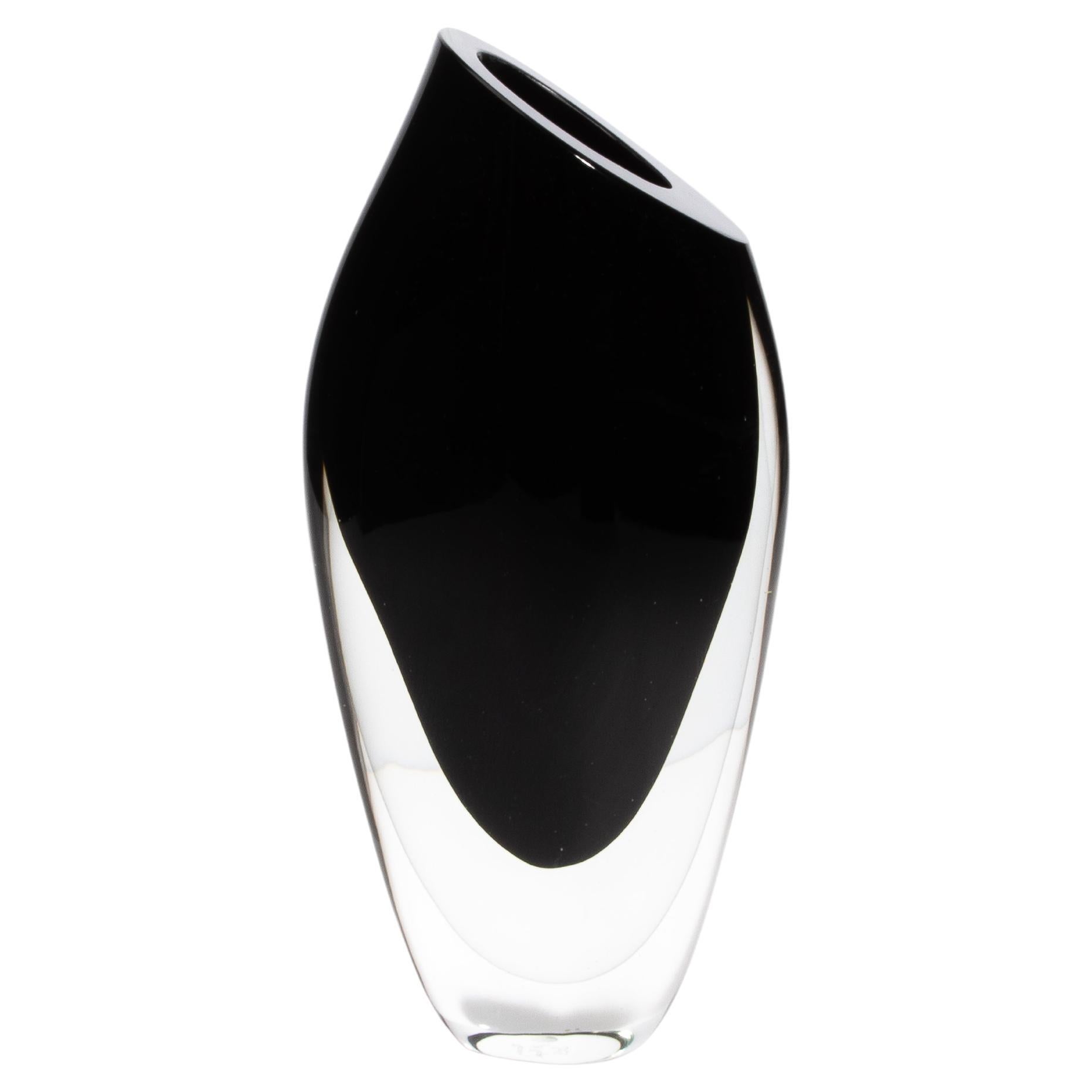 Handgeblasene Murano-Vase aus Onyx in Schwarz Medium