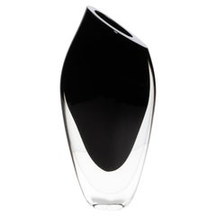 Handgeblasene Murano-Vase aus Onyx in Schwarz Medium