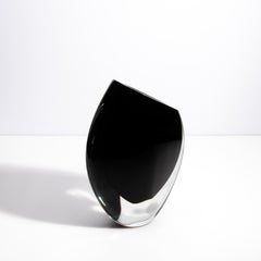 Hand Blown Murano Vase in Onyx Black Small
