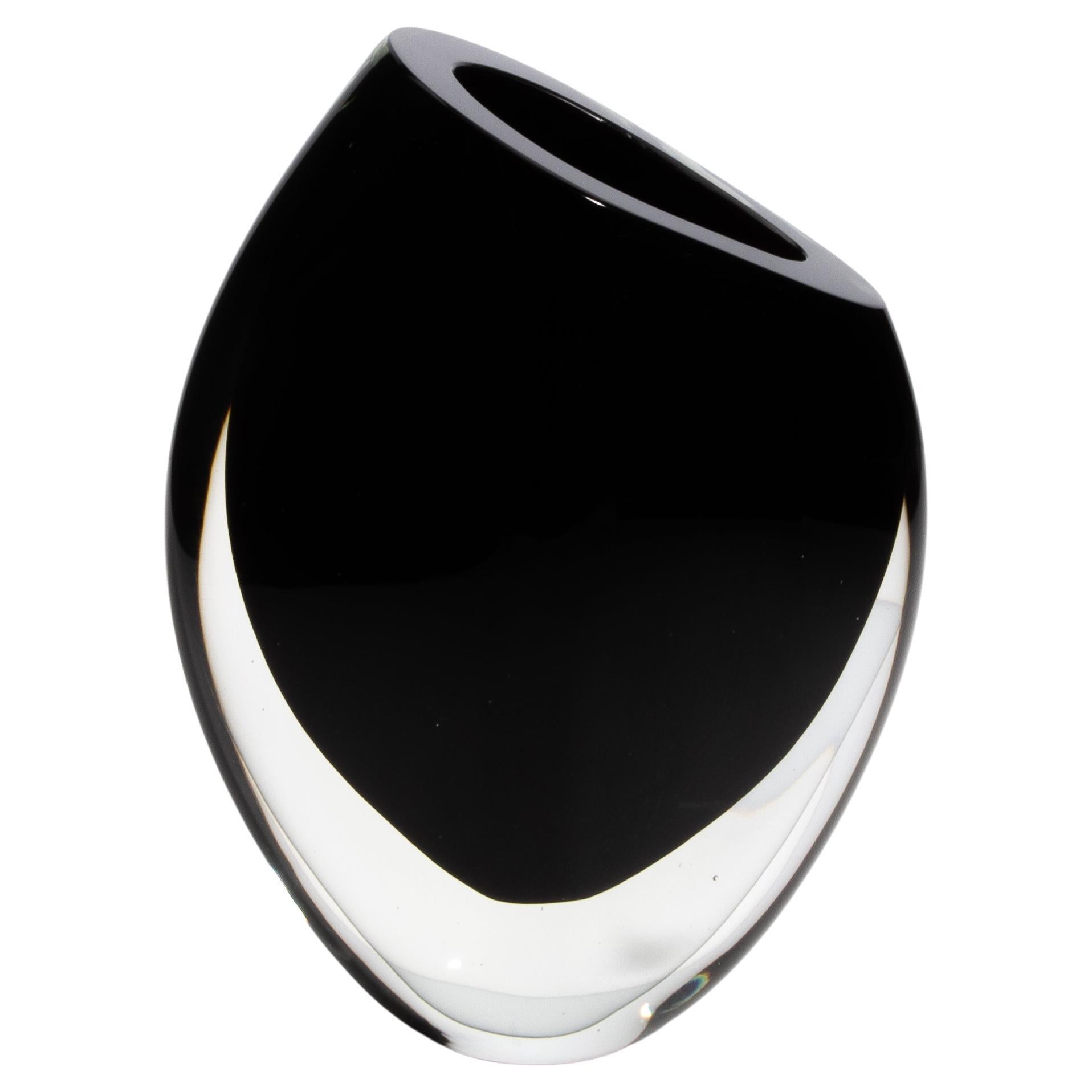 Handgeblasene Murano Vase in Onyx Schwarz Klein