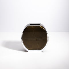Vaso di Murano soffiato a mano in nero onice con macchie d'oro 24 carati