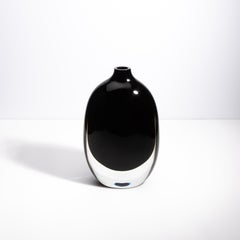 Hand Blown Murano Vase Sommerso in Black Onyx
