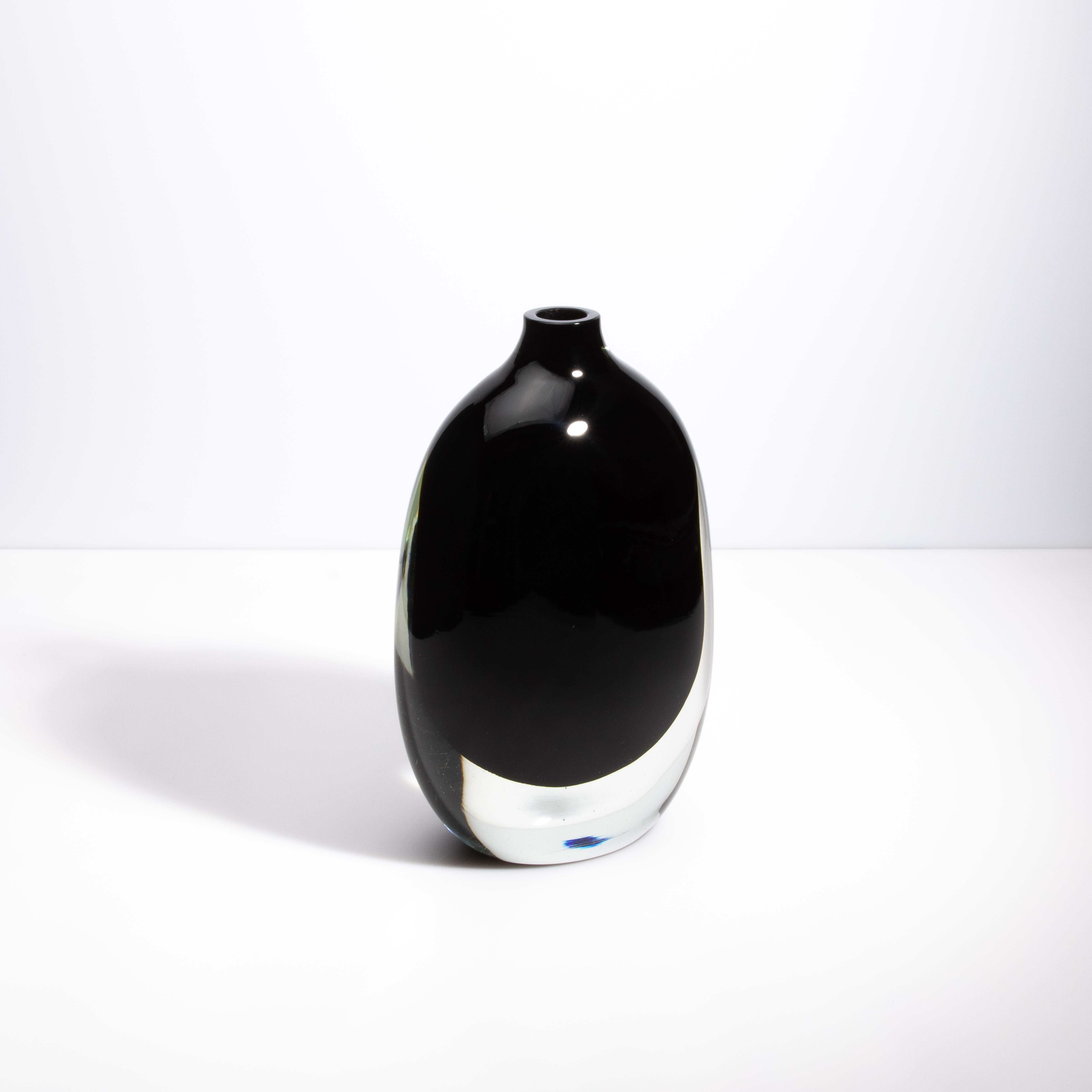 Moderno Vaso di Murano soffiato a mano Sommerso in Onice Nero in vendita