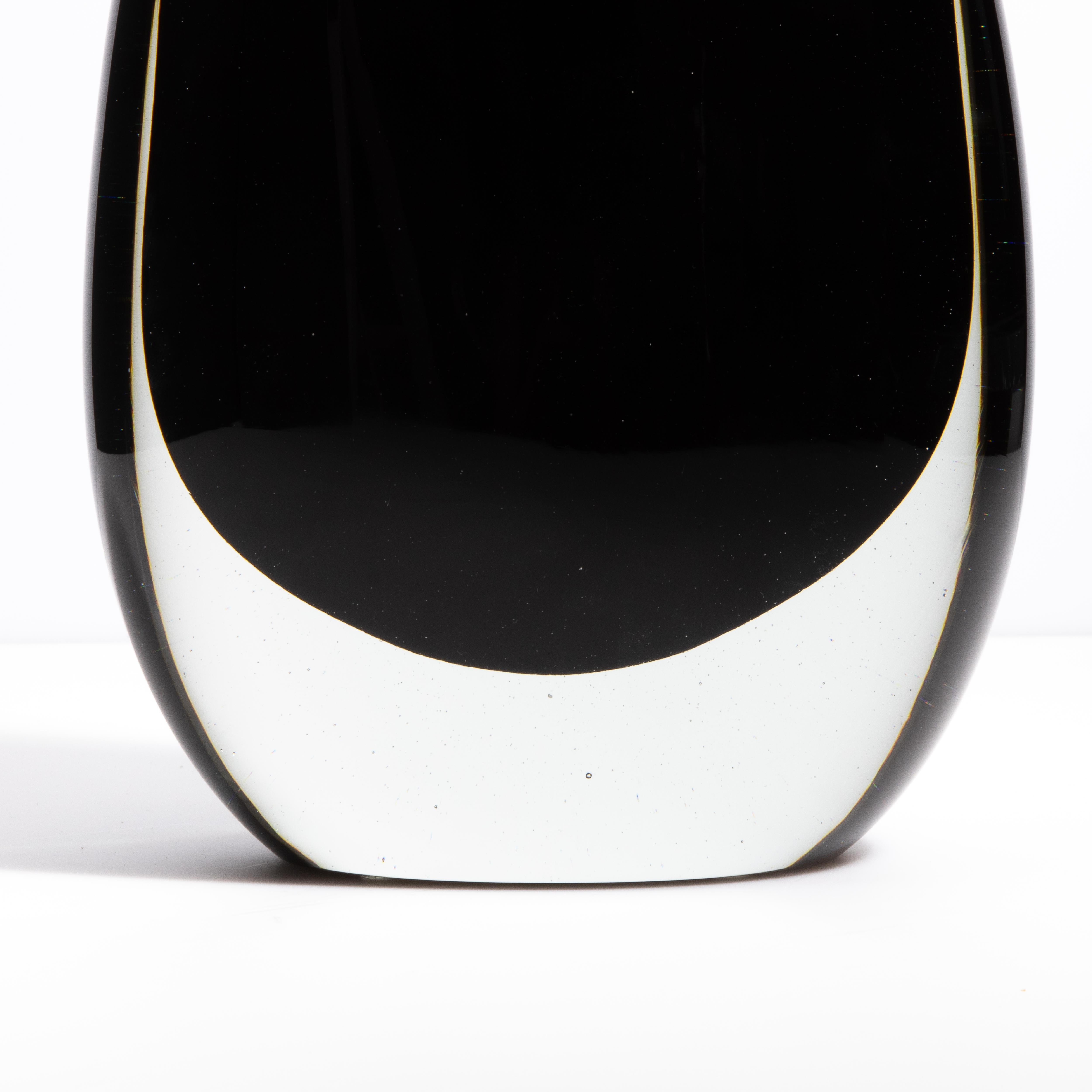 Vetro di Murano Vaso di Murano soffiato a mano Sommerso in Onice Nero in vendita