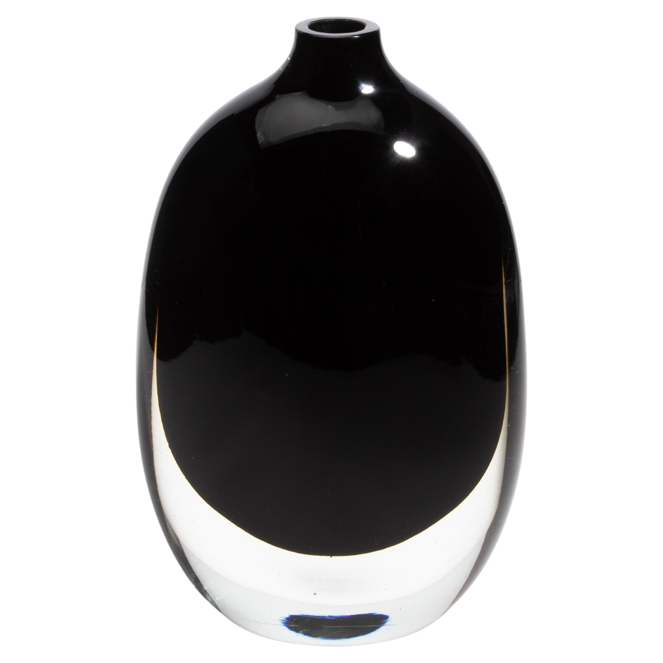 Handgeblasene Murano Vase Sommerso aus schwarzem Onyx