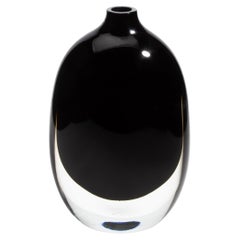 Handgeblasene Murano Vase Sommerso aus schwarzem Onyx