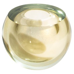 Hand Blown Murano Vase Sphere in Gold Small