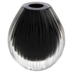 Hand Blown Murano Vase Supreme in Black Small