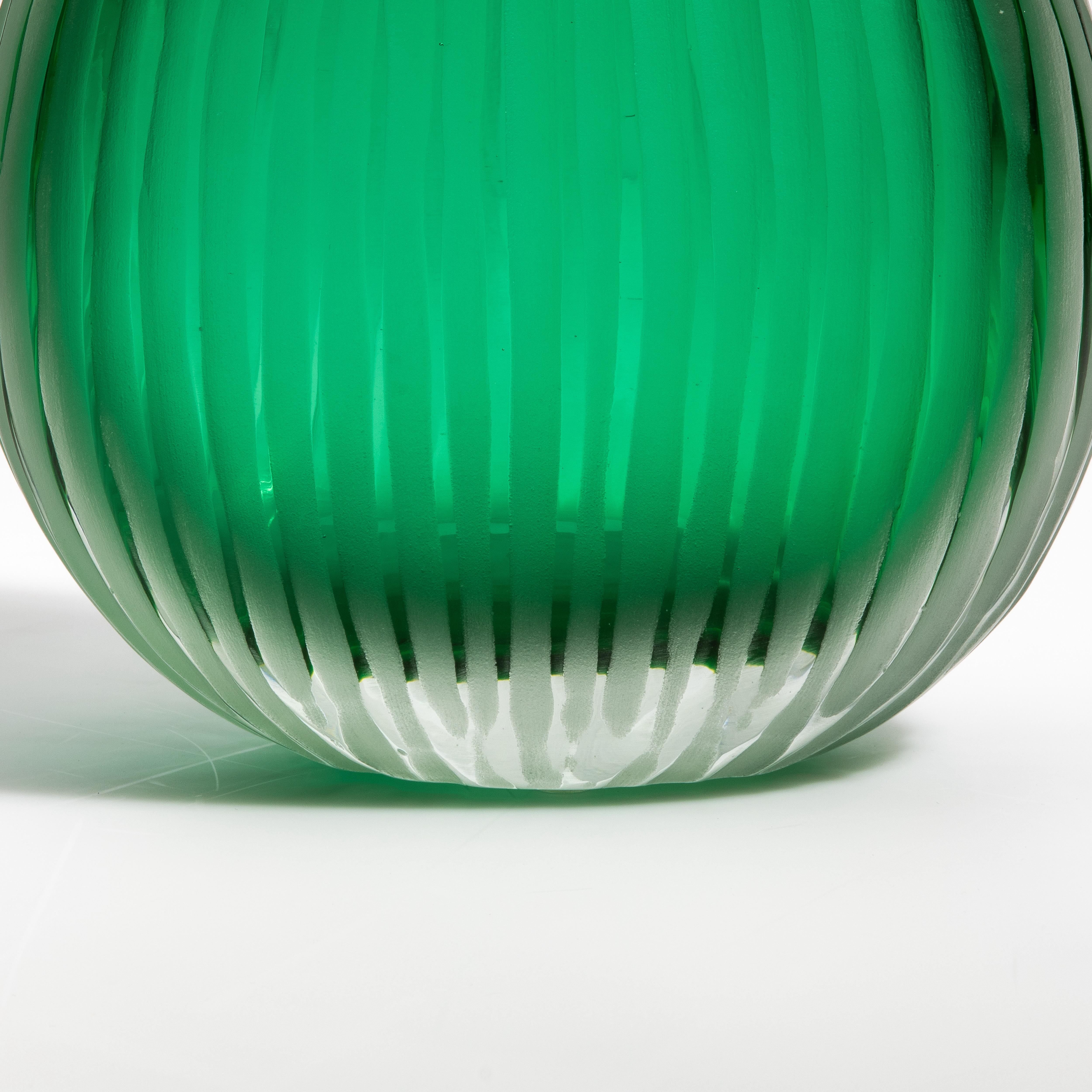 Murano Glass Hand Blown Murano Vase Suprime in Emerald Green Small