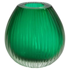 Hand Blown Murano Vase Suprime in Emerald Green Small