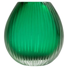 Hand Blown Murano Vase Suprime in Emerald Green Small